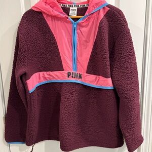 PINK Victoria's Secret Kids' Burgundy and Pink Hoodie
